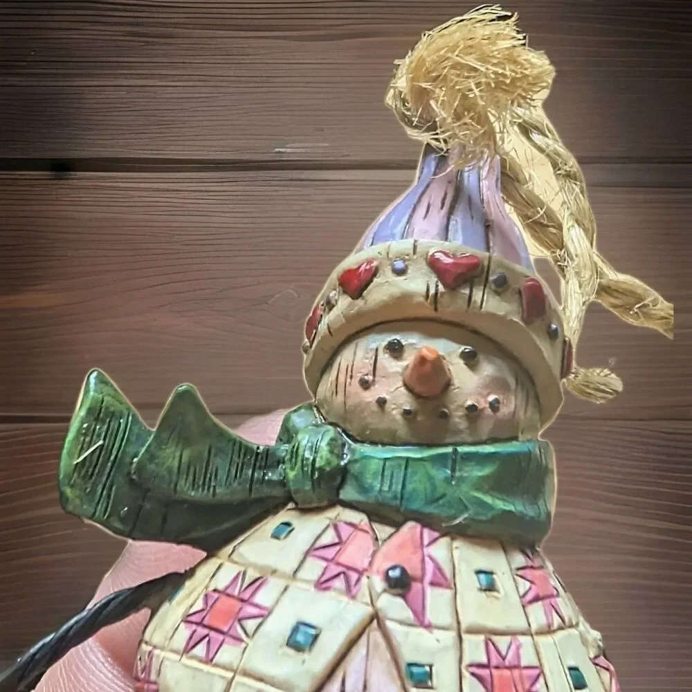 Jim Shore Heartwood Creek Ornament Snowman Christmas Pastel Cottage 2003